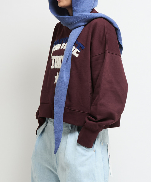 CONVERSE TOKYO（コンバーストウキョウ）の「SAGARA PATCH LOGO SHORT SWEAT（スウェット・レディース・杢グレー/ブラック/ボルドー・FREE）」の12枚目の写真