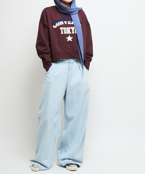 CONVERSE TOKYO（コンバーストウキョウ）の「SAGARA PATCH LOGO SHORT SWEAT（スウェット・レディース・杢グレー/ブラック/ボルドー・FREE）」の11枚目の写真