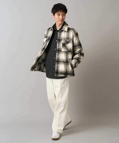 a.v.v（アーヴェヴェ）の「【イージーケア/洗濯機で洗える】ツイードCPOジャケット（その他アウター・メンズ・ブルー/ベージュ・46/48/50）」の5枚目の写真