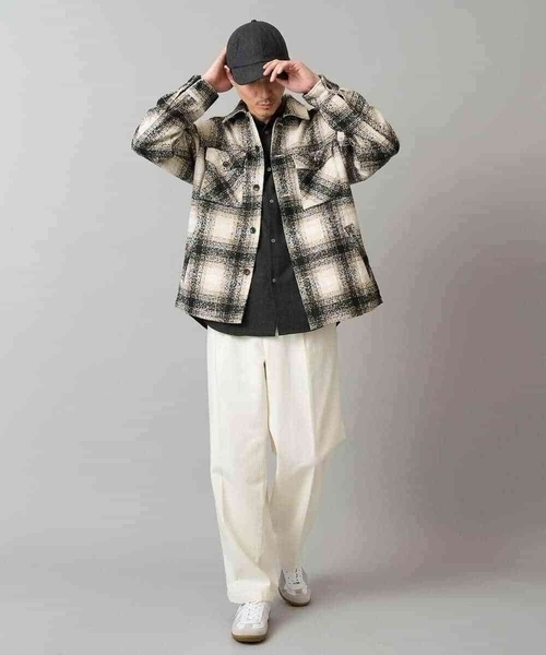 a.v.v（アーヴェヴェ）の「【イージーケア/洗濯機で洗える】ツイードCPOジャケット（その他アウター・メンズ・ブルー/ベージュ・46/48/50）」の13枚目の写真