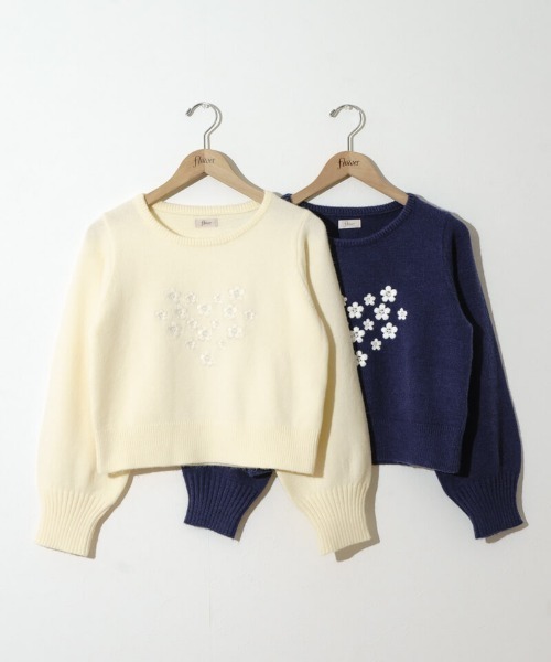 flower（フラワー）の「ハートブーケニット（ニット/セーター・レディース・ネイビー/アイボリー・FREE）」の3枚目の写真