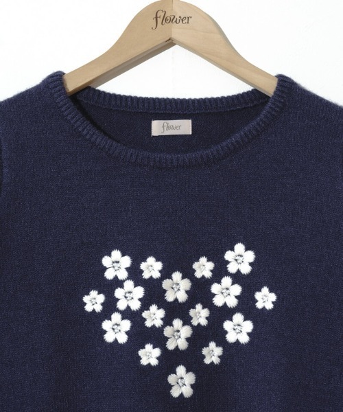 flower（フラワー）の「ハートブーケニット（ニット/セーター・レディース・ネイビー/アイボリー・FREE）」の12枚目の写真