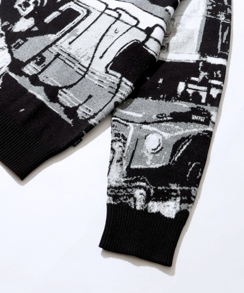 HUF(ハフ)の「【HUF/ハフ】WORLDWIDE COMMUTER SWEAT/アートワークデザイン ジャガードニット セーター(ニット/セーター・メンズ・ブラック・XL/L/M/S)」の21枚目の写真