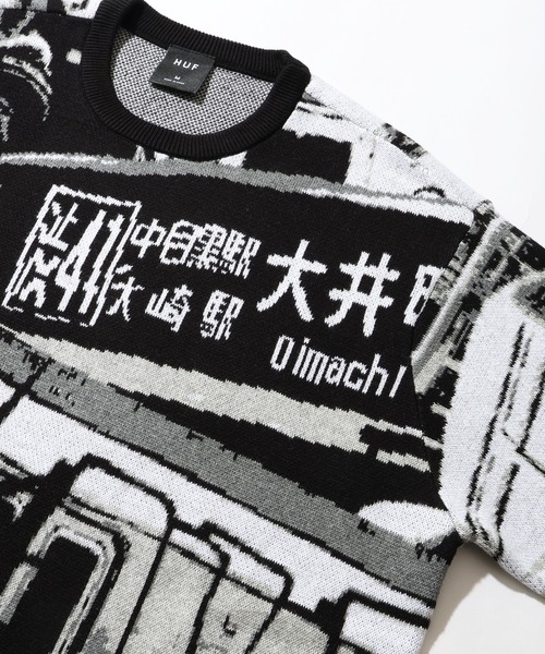 HUF(ハフ)の「【HUF/ハフ】WORLDWIDE COMMUTER SWEAT/アートワークデザイン ジャガードニット セーター(ニット/セーター・メンズ・ブラック・XL/L/M/S)」の20枚目の写真