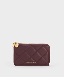 CHARLES & KEITH | Arrietty アリエッティ キルトボウハートチャーム ジップアラウンドウォレット(カードケース)