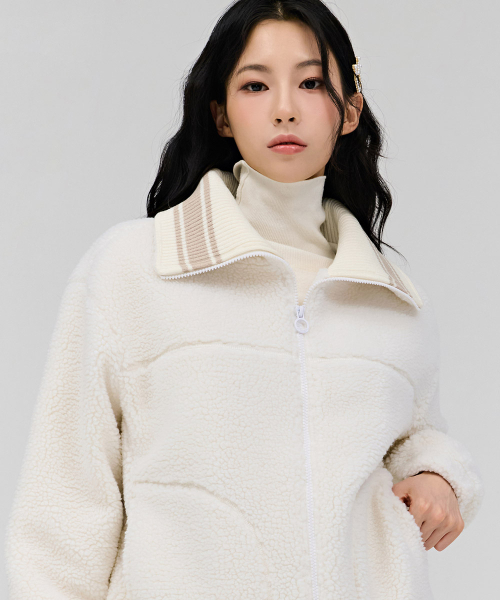 CHASECULT(チェイスカルト)の「レディースニットカラーキルティングボアジップアップ-アイボリー(その他アウター・レディース・アイボリー・90/85)」の5枚目の写真