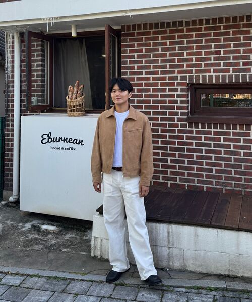 MUSINSA STANDARD（ムシンサスタンダード）の「シンセティックスエードワークジャケット[ベージュ]（ライダースジャケット・メンズ・その他・MEDIUM/LARGE/X-LARGE/XX-LARGE）」の20枚目の写真