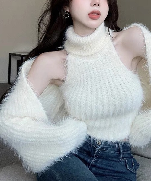 meJane（ミージェーン）の「フェザーニット クロップド丈アンサンブル（アンサンブル・レディース・ホワイト/レッド/ブラック/グレー・FREE）」の19枚目の写真