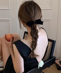 WARAIJOGO（ワライジョウゴ）の「黒リボンヘアクリップ２個セット/レディース(LEY)（バレッタ/ヘアクリップ）」