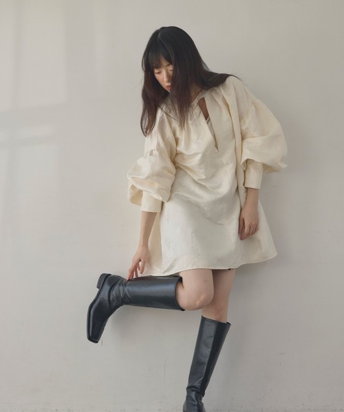 Alumu.(エルム)の「AM571003ジャガード2WAYチュニックトップス(チュニック・レディース・アイボリー・FREE)」の6枚目の写真