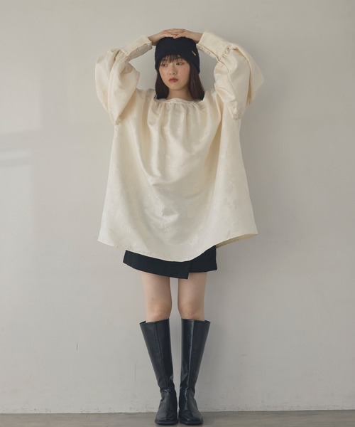 Alumu.(エルム)の「AM571003ジャガード2WAYチュニックトップス(チュニック・レディース・アイボリー・FREE)」の12枚目の写真