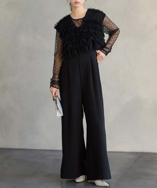 AIMER(エメ)の「フロッキードットギャザースリーブチュールブラウス(シャツ/ブラウス・レディース・ブラック/ベージュ・MEDIUM)」の19枚目の写真