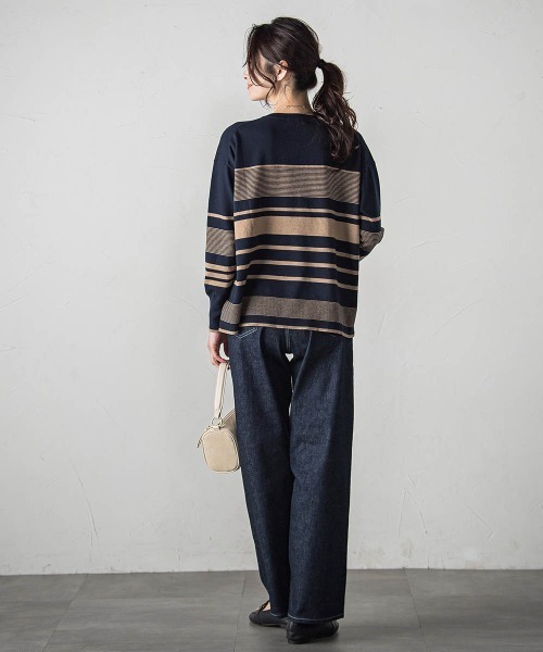 LAUTREAMONT(ロートレアモン)の「【WEB限定】ランダムボーダーニット≪11号あり/洗える≫(ニット/セーター・レディース・ホワイト系その他/ブラウン系その他/オレンジ系その他/ダークネイビー・11号/9号)」の14枚目の写真