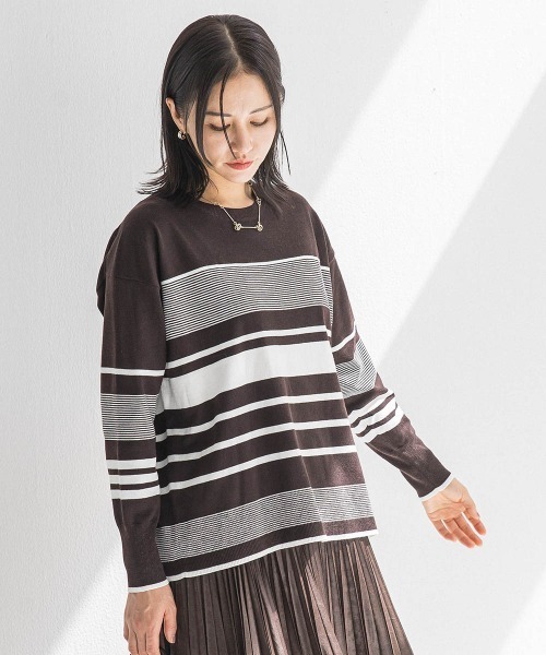 LAUTREAMONT(ロートレアモン)の「【WEB限定】ランダムボーダーニット≪11号あり/洗える≫(ニット/セーター・レディース・ホワイト系その他/ブラウン系その他/オレンジ系その他/ダークネイビー・11号/9号)」の18枚目の写真