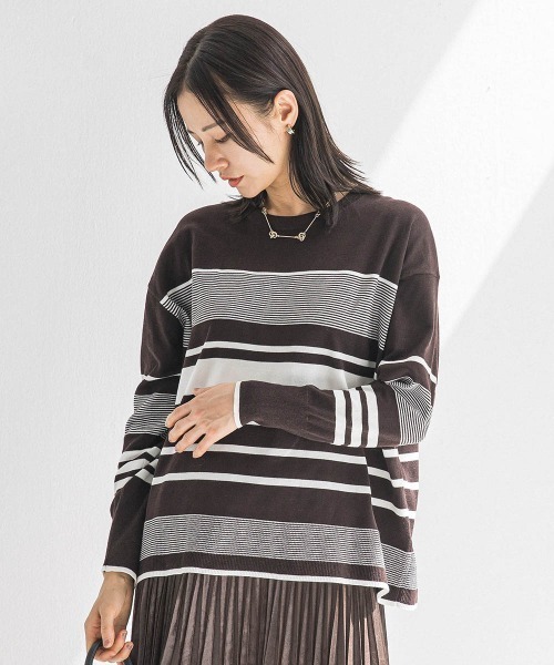 LAUTREAMONT(ロートレアモン)の「【WEB限定】ランダムボーダーニット≪11号あり/洗える≫(ニット/セーター・レディース・ホワイト系その他/ブラウン系その他/オレンジ系その他/ダークネイビー・11号/9号)」の19枚目の写真