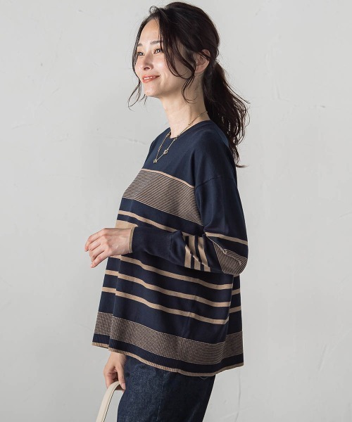 LAUTREAMONT(ロートレアモン)の「【WEB限定】ランダムボーダーニット≪11号あり/洗える≫(ニット/セーター・レディース・ホワイト系その他/ブラウン系その他/オレンジ系その他/ダークネイビー・11号/9号)」の11枚目の写真