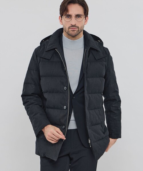 MACKINTOSH LONDON(マッキントッシュ ロンドン)の「【ELINGTON】ウールサキソニーフーデッドダウンアウター(ダウンジャケット/コート・メンズ・ネイビー/チャコールグレー/ベージュ系その他5・38/42/40)」の2枚目の写真