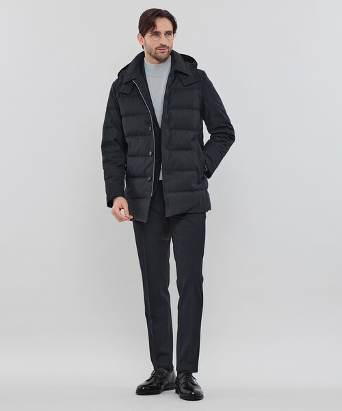 MACKINTOSH LONDON(マッキントッシュ ロンドン)の「【ELINGTON】ウールサキソニーフーデッドダウンアウター(ダウンジャケット/コート・メンズ・ネイビー/チャコールグレー/ベージュ系その他5・38/42/40)」の4枚目の写真