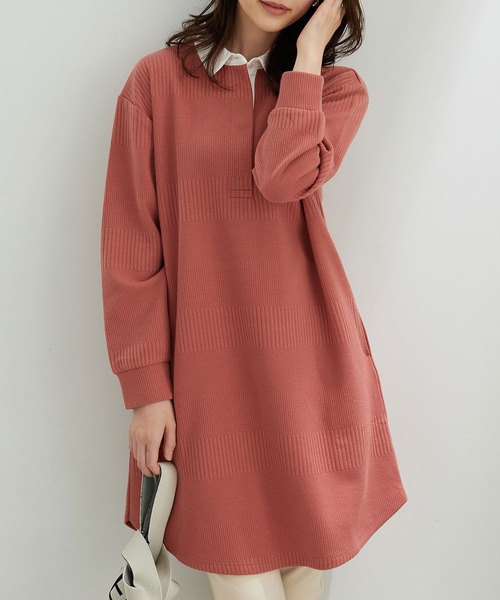 BELLUNA PLUS（ベルーナ）の「ボーダージャカードラガーシャツワンピース（ワンピース・レディース・コーラル/ネイビー/ターコイズブルー・LARGE/X-LARGE/MEDIUM）」の19枚目の写真