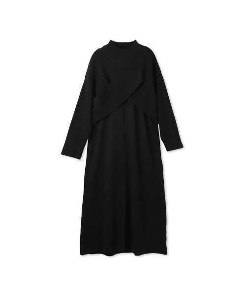 ketty(ケティ)の「カシュクールニットアンサンブルワンピース≪手洗い可能≫(ワンピース・レディース・ブラック/ベージュ・M)」の3枚目の写真