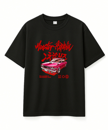 レトロドリフトレッドTシャツブラック_8145