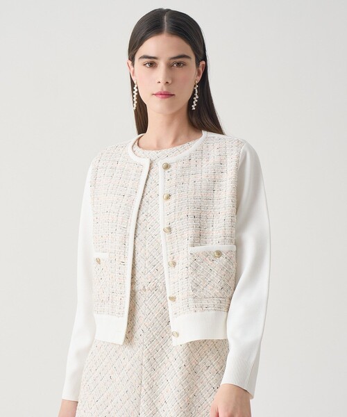 ANAYI（アナイ）の「【Eternal Line 2026】ツイードコンビブルゾン カーディガン（カーディガン/ボレロ・レディース・ブルー系その他/ネイビー/ピンク・36/38）」の3枚目の写真