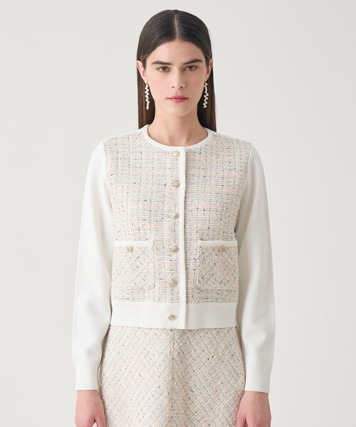 ANAYI（アナイ）の「【Eternal Line 2026】ツイードコンビブルゾン カーディガン（カーディガン/ボレロ・レディース・ブルー系その他/ネイビー/ピンク・36/38）」の6枚目の写真