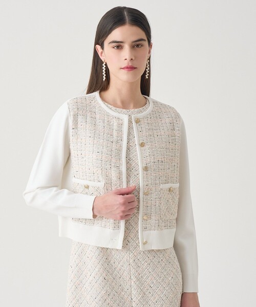 ANAYI（アナイ）の「【Eternal Line 2026】ツイードコンビブルゾン カーディガン（カーディガン/ボレロ・レディース・ブルー系その他/ネイビー/ピンク・36/38）」の9枚目の写真