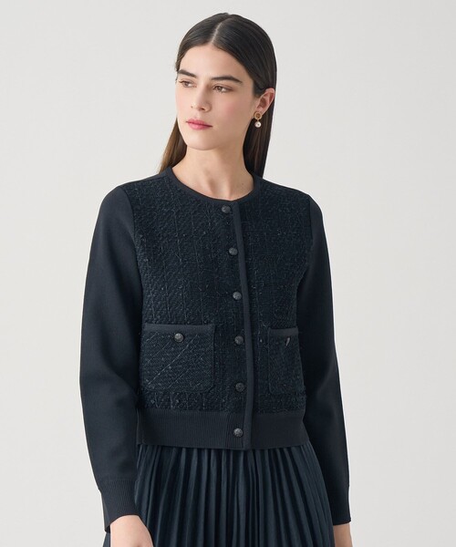 ANAYI（アナイ）の「【Eternal Line 2026】ツイードコンビブルゾン カーディガン（カーディガン/ボレロ・レディース・ブルー系その他/ネイビー/ピンク・36/38）」の14枚目の写真