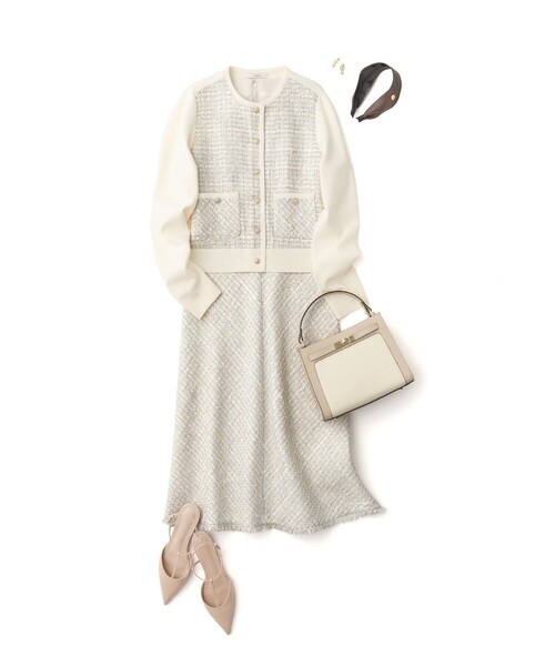 ANAYI（アナイ）の「【Eternal Line 2026】ツイードコンビブルゾン カーディガン（カーディガン/ボレロ・レディース・ブルー系その他/ネイビー/ピンク・36/38）」の5枚目の写真