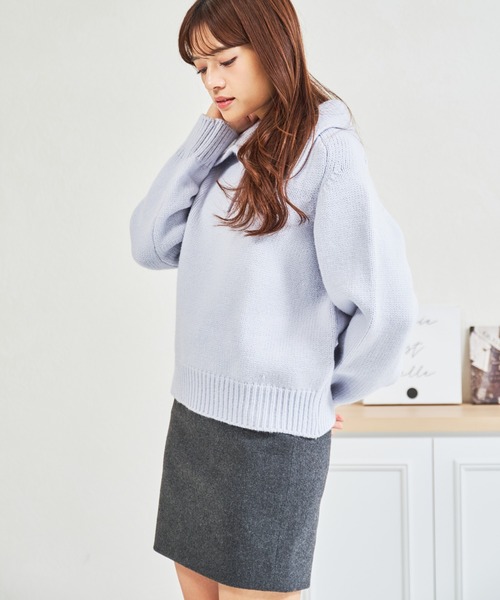 MISCH MASCH(ミッシュマッシュ)の「ZOZO限定 ウールライクミニスカート(スカート・レディース・グレー/ベージュ・フリ-)」の3枚目の写真