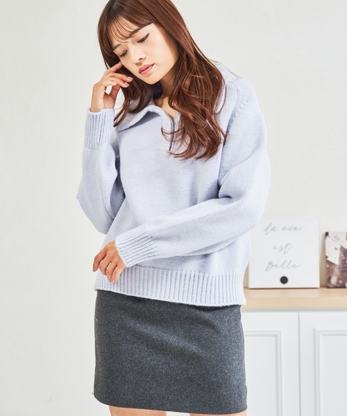 MISCH MASCH(ミッシュマッシュ)の「ZOZO限定 ウールライクミニスカート(スカート・レディース・グレー/ベージュ・フリ-)」の4枚目の写真