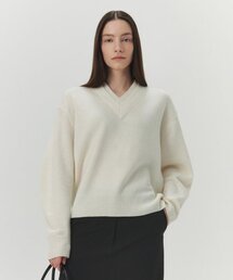 Double V-Neck Knit - Off White