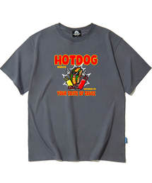 ホットドッグチル グラフィックTシャツ - グレー