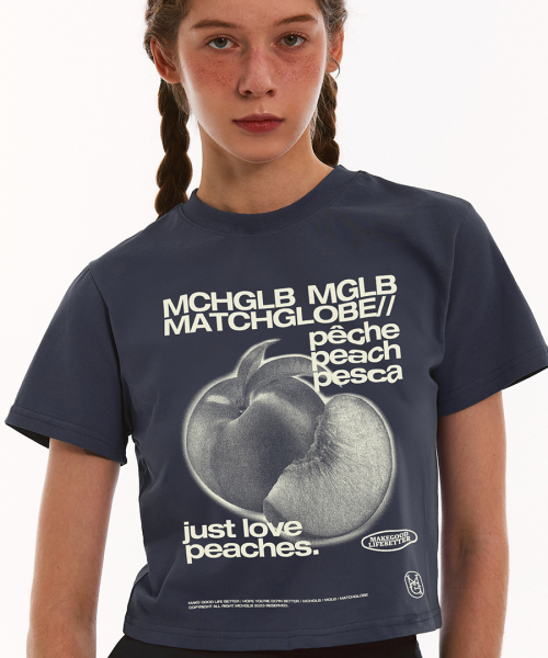 MATCHGLOBE(マッチグローブ)の「ピーチクロップTシャツ(ネイビー)(Tシャツ/カットソー・レディース・その他・FREE)」の2枚目の写真