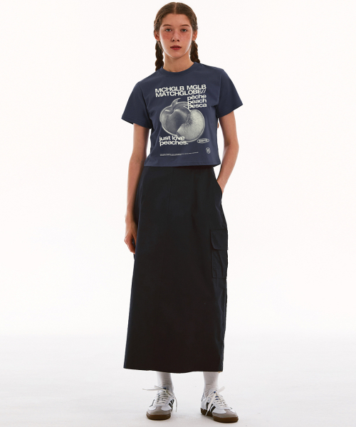 MATCHGLOBE(マッチグローブ)の「ピーチクロップTシャツ(ネイビー)(Tシャツ/カットソー・レディース・その他・FREE)」の3枚目の写真