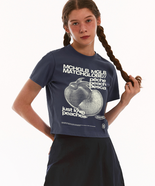 MATCHGLOBE(マッチグローブ)の「ピーチクロップTシャツ(ネイビー)(Tシャツ/カットソー・レディース・その他・FREE)」の4枚目の写真