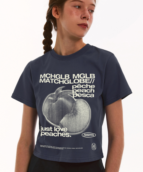 MATCHGLOBE(マッチグローブ)の「ピーチクロップTシャツ(ネイビー)(Tシャツ/カットソー・レディース・その他・FREE)」の5枚目の写真