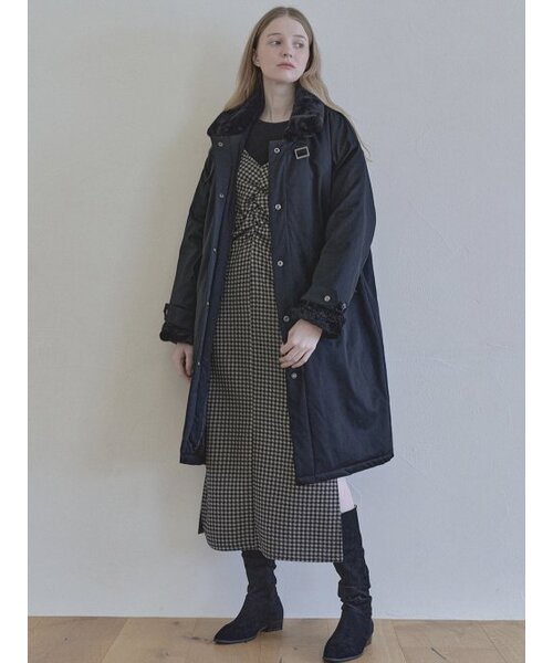 Safari Fur Long Padding Jumper - BLACK