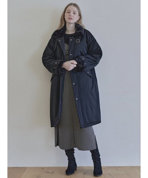 Safari Fur Long Padding Jumper - BLACK