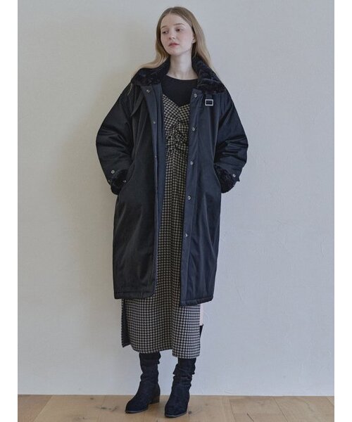 Safari Fur Long Padding Jumper - BLACK