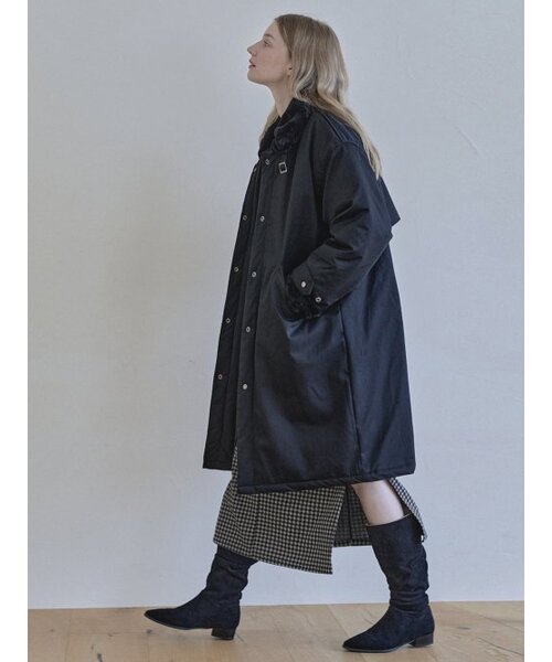 Safari Fur Long Padding Jumper - BLACK