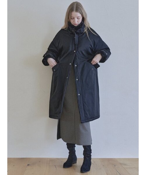 Safari Fur Long Padding Jumper - BLACK