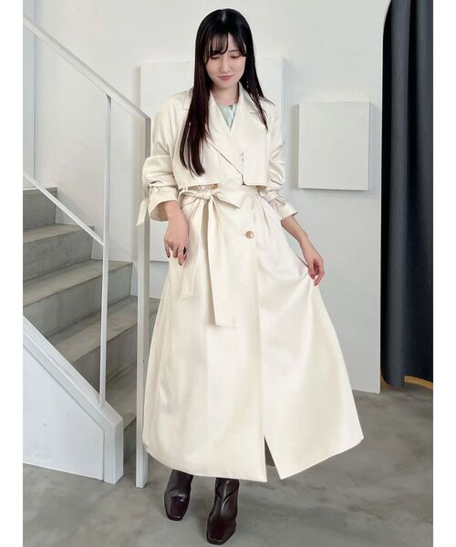 MERCURYDUO（マーキュリーデュオ）の「バックチュールトレンチコート（トレンチコート・レディース・アイボリー/ピンク/ベージュ・MEDIUM/SMALL）」の5枚目の写真