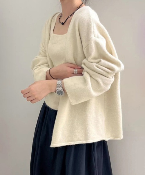 Miniministore(ミニミニストア)の「ニットアンサンブル着回しニット2点セット(カーディガン/ボレロ・レディース・アイボリー/ダークグレー/ブラック/オレンジ・FREE)」の11枚目の写真