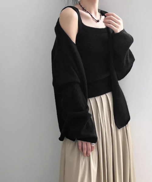 Miniministore(ミニミニストア)の「ニットアンサンブル着回しニット2点セット(カーディガン/ボレロ・レディース・アイボリー/ダークグレー/ブラック/オレンジ・FREE)」の16枚目の写真