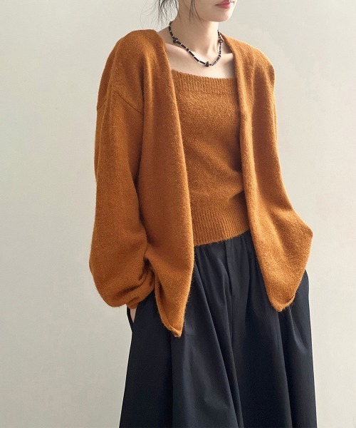 Miniministore(ミニミニストア)の「ニットアンサンブル着回しニット2点セット(カーディガン/ボレロ・レディース・アイボリー/ダークグレー/ブラック/オレンジ・FREE)」の6枚目の写真