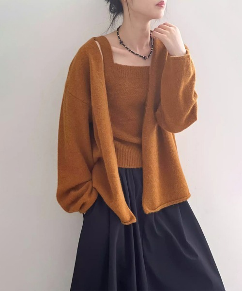 Miniministore(ミニミニストア)の「ニットアンサンブル着回しニット2点セット(カーディガン/ボレロ・レディース・アイボリー/ダークグレー/ブラック/オレンジ・FREE)」の7枚目の写真