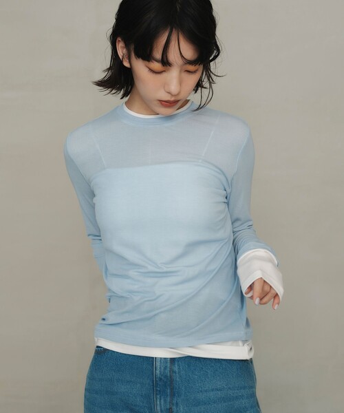 EMMEL REFINES（エメルリファインズ）の「＜EMMEL REFINES＞EM ベアフライス クルーネック プルオーバー（Tシャツ/カットソー・レディース・ライトブルー/ライトピンク/ライトグレー/ホワイト・FREE）」の5枚目の写真