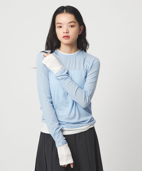 EMMEL REFINES（エメルリファインズ）の「＜EMMEL REFINES＞EM ベアフライス クルーネック プルオーバー（Tシャツ/カットソー・レディース・ライトブルー/ライトピンク/ライトグレー/ホワイト・FREE）」の6枚目の写真